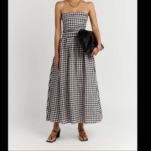 Dissh Elm Gingham MIDI Strapless